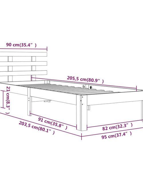 Загрузите изображение в средство просмотра галереи, Cadru de pat, alb, 90x200 cm, lemn masiv de pin
