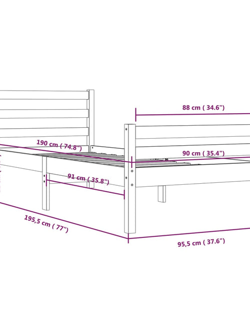 Încărcați imaginea în vizualizatorul Galerie, Cadru de pat single, 90x190 cm, lemn masiv
