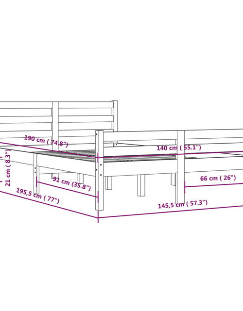 Загрузите изображение в средство просмотра галереи, Cadru de pat, gri, 140x190 cm, lemn masiv de pin
