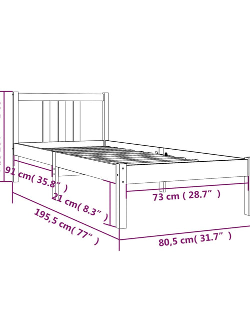 Încărcați imaginea în vizualizatorul Galerie, Cadru de pat mic single, negru, 75x190 cm, lemn masiv
