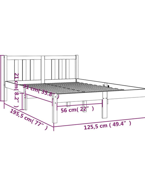 Încărcați imaginea în vizualizatorul Galerie, Cadru de pat mic dublu, gri, 120x190 cm, lemn masiv

