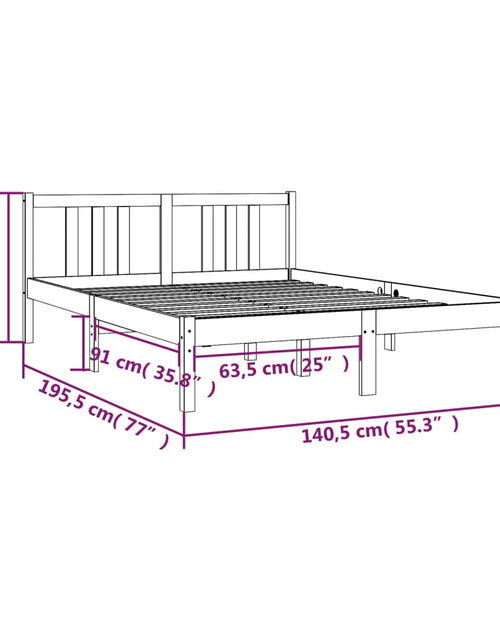Încărcați imaginea în vizualizatorul Galerie, Cadru de pat dublu, gri, 135x190 cm, lemn masiv
