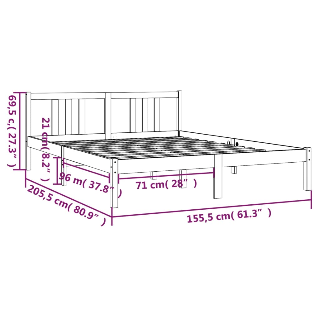 Cadru de pat King Size, maro miere, 150x200 cm, lemn masiv