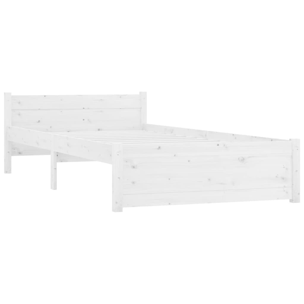 Cadru de pat single, alb, 90x190 cm, lemn masiv