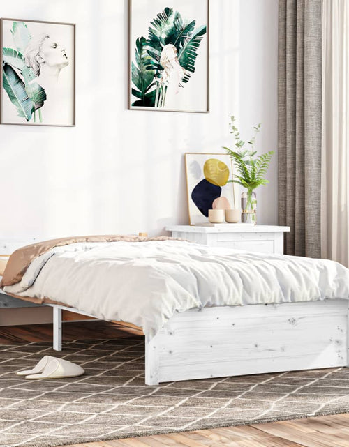 Încărcați imaginea în vizualizatorul Galerie, Cadru de pat single, alb, 90x190 cm, lemn masiv
