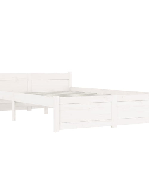 Încărcați imaginea în vizualizatorul Galerie, Cadru de pat dublu, alb, 135x190 cm, lemn masiv
