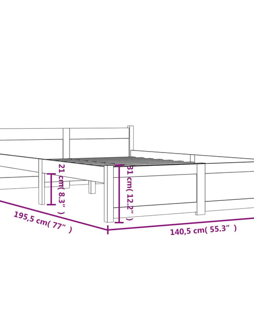 Încărcați imaginea în vizualizatorul Galerie, Cadru de pat dublu, alb, 135x190 cm, lemn masiv
