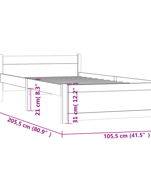 Încărcați imaginea în vizualizatorul Galerie, Cadru de pat, 100x200 cm, lemn masiv
