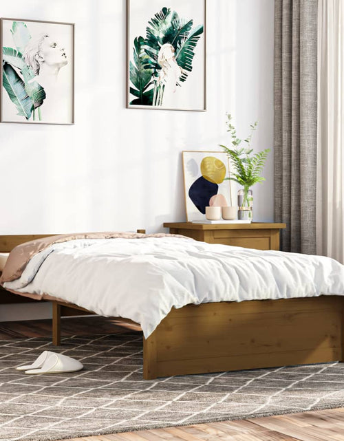 Încărcați imaginea în vizualizatorul Galerie, Cadru de pat, maro miere, 100x200 cm, lemn masiv
