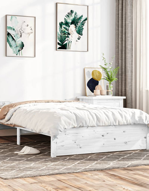 Încărcați imaginea în vizualizatorul Galerie, Cadru de pat, alb, 140x200 cm, lemn masiv
