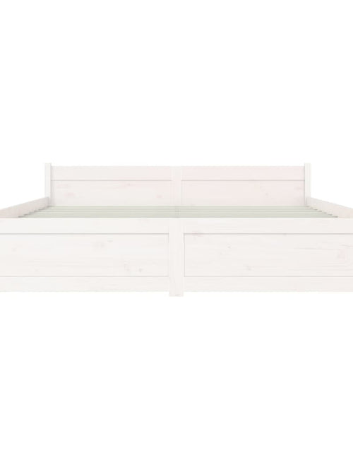 Încărcați imaginea în vizualizatorul Galerie, Cadru de pat King Size, alb, 150x200 cm, lemn masiv
