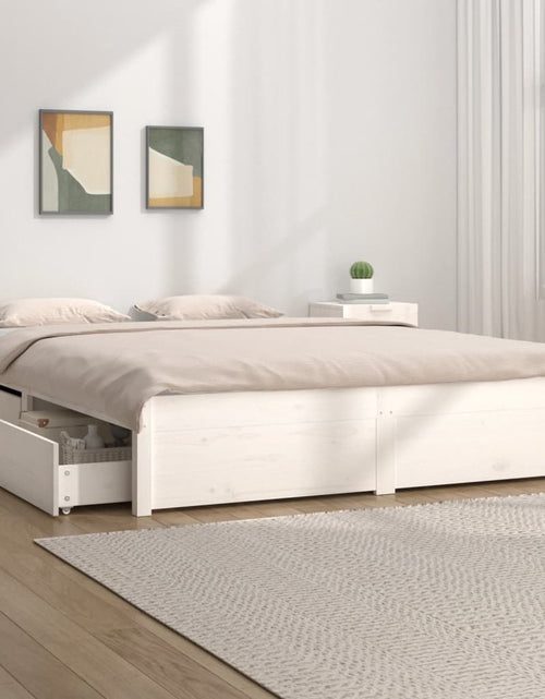 Încărcați imaginea în vizualizatorul Galerie, Cadru de pat cu sertare Double, alb, 135x190 cm
