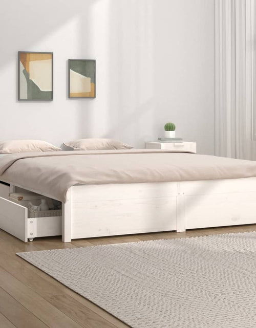 Încărcați imaginea în vizualizatorul Galerie, Cadru de pat cu sertare, alb, 200x200 cm
