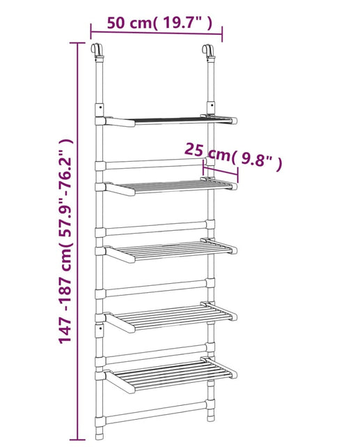 Încărcați imaginea în vizualizatorul Galerie, Suport de uscare rufe suspendat, 5 niveluri, aluminiu

