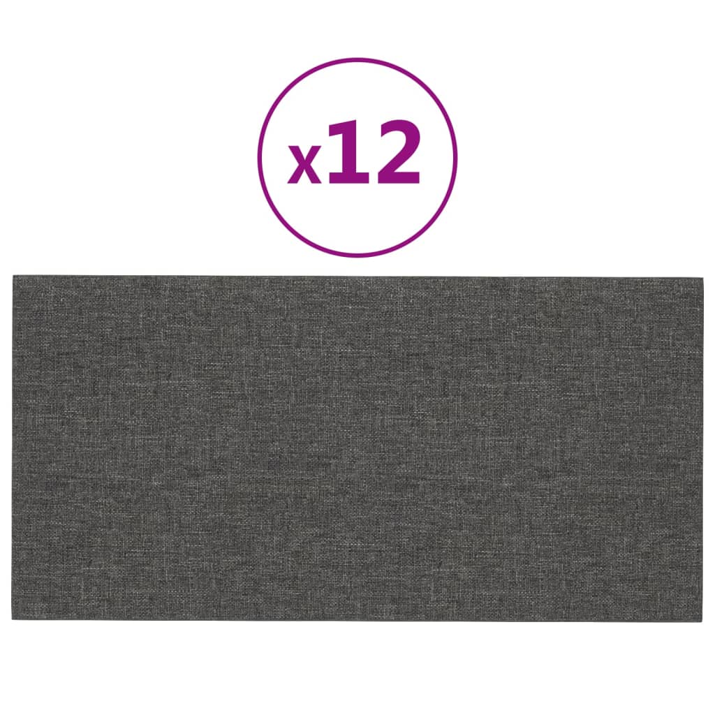 Panouri de perete 12 buc. gri închis 30x15 cm textil 0,54 m²