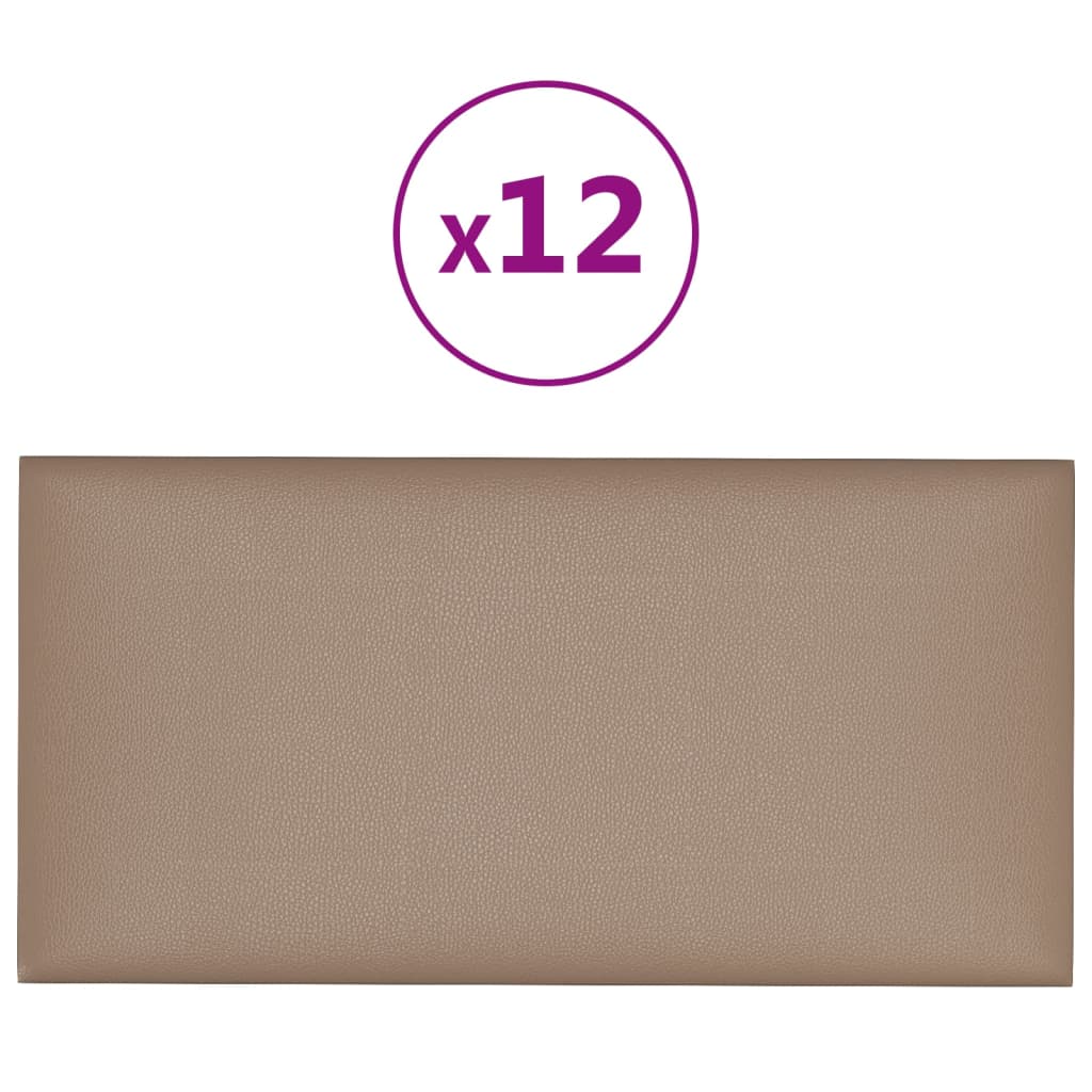 Panouri de perete 12 buc. cappuccino 30x15 cm piele eco 0,54 m²