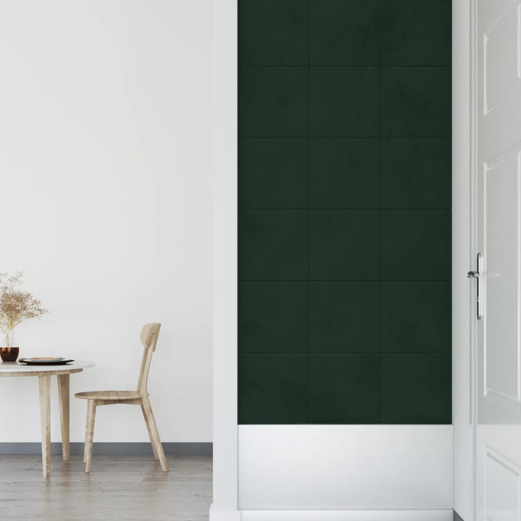 Panouri de perete 12 buc. verde închis 30x30 cm catifea 1,08 m²