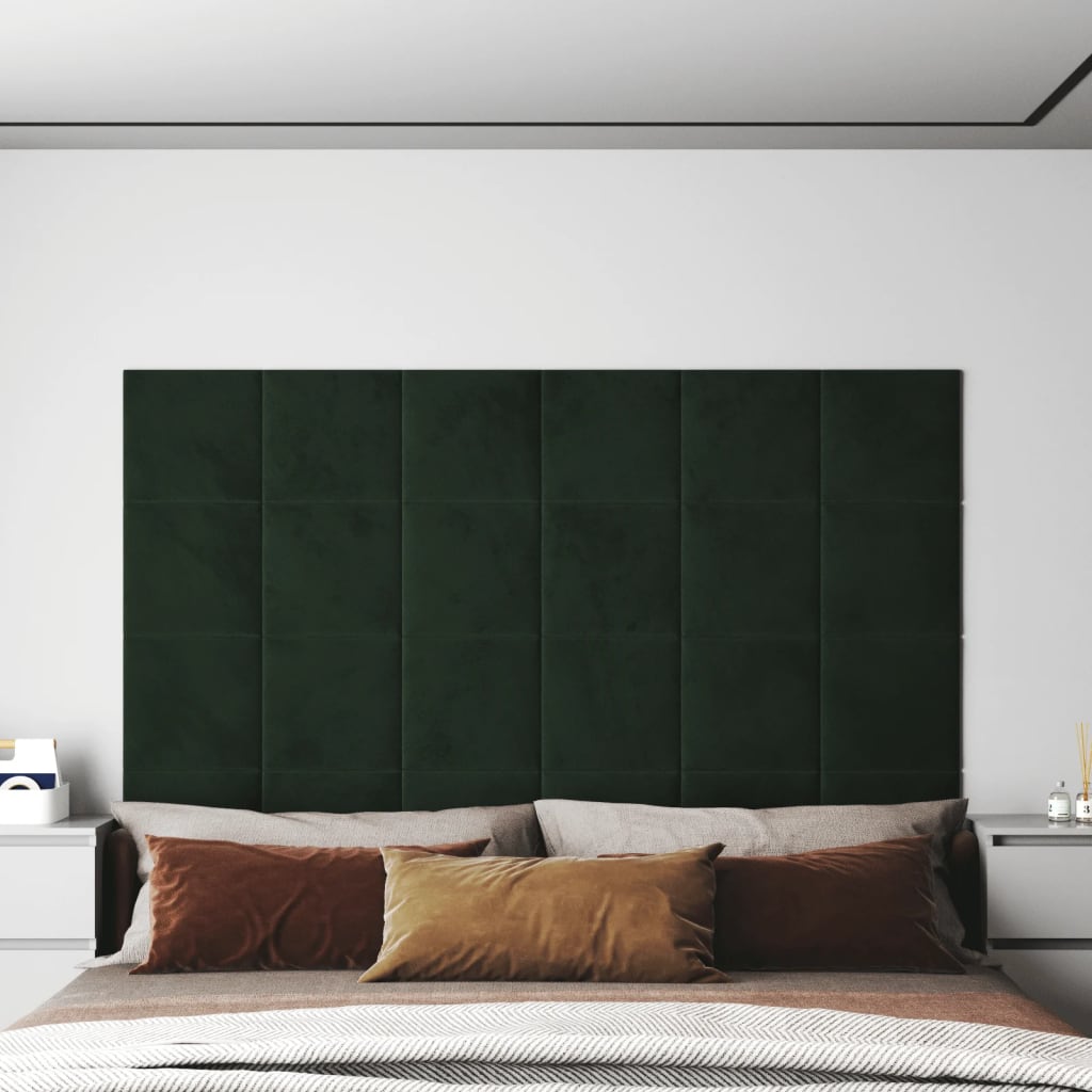 Panouri de perete 12 buc. verde închis 30x30 cm catifea 1,08 m²