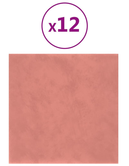 Încărcați imaginea în vizualizatorul Galerie, Panouri de perete 12 buc. roz 30x30 cm catifea 1,08 m²
