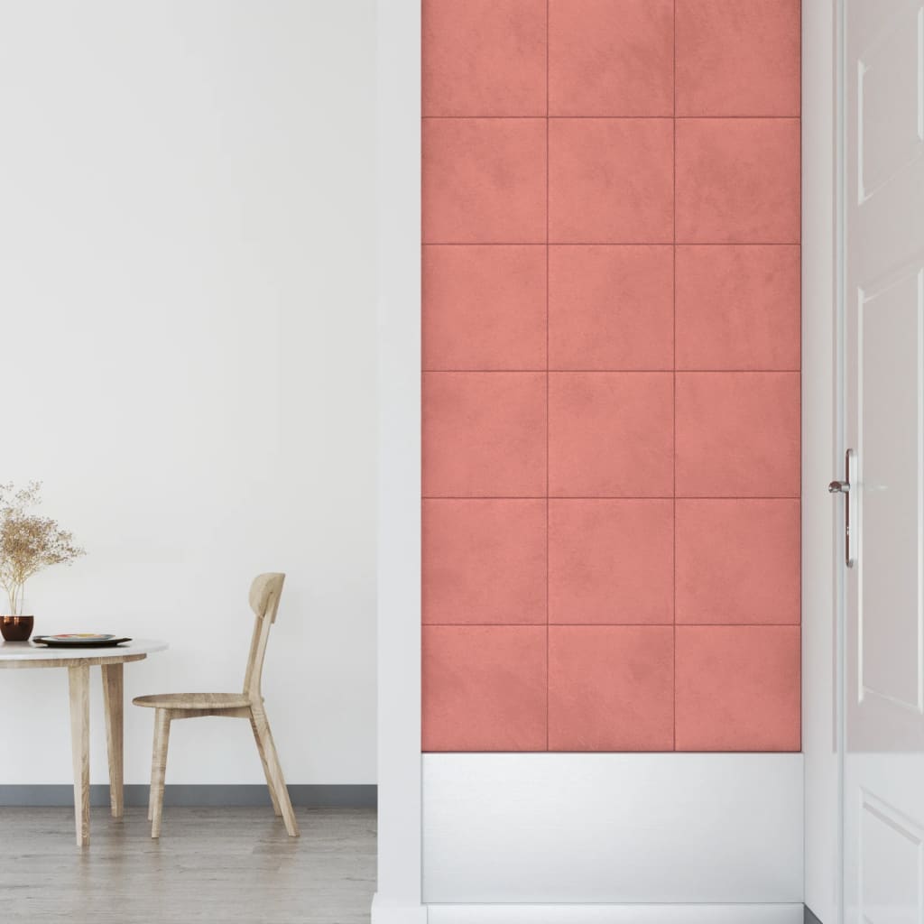 Panouri de perete 12 buc. roz 30x30 cm catifea 1,08 m²