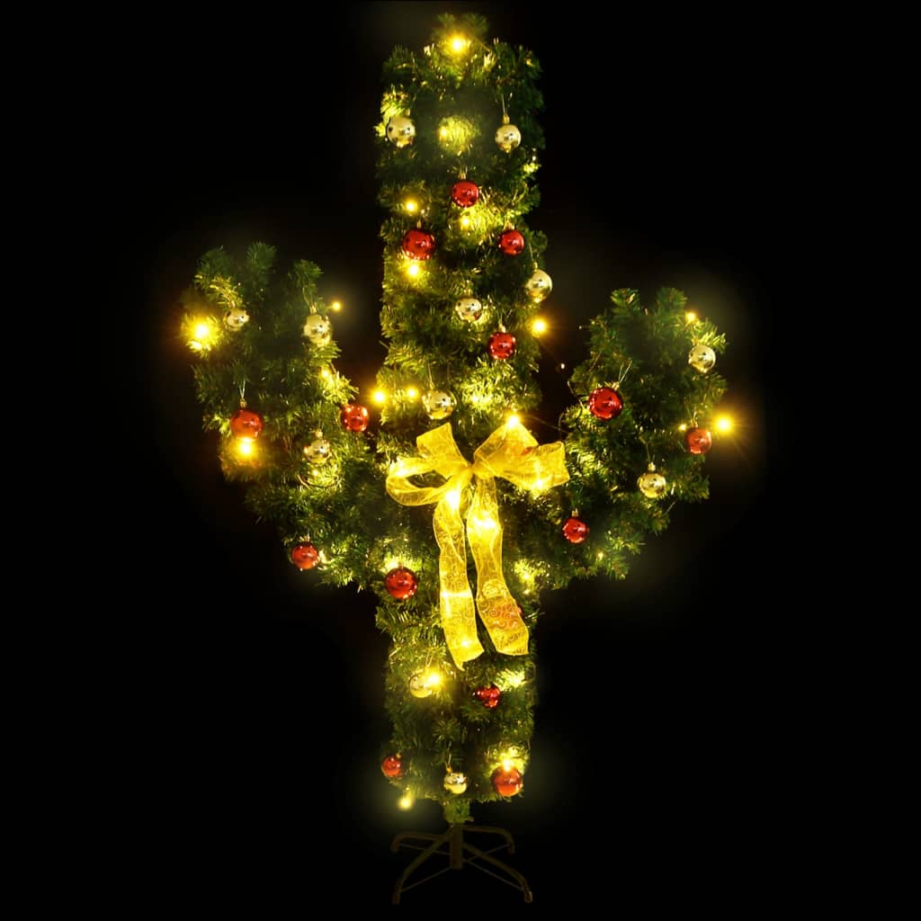 Cactus de Crăciun cu suport și LED, verde, 150 cm, PVC