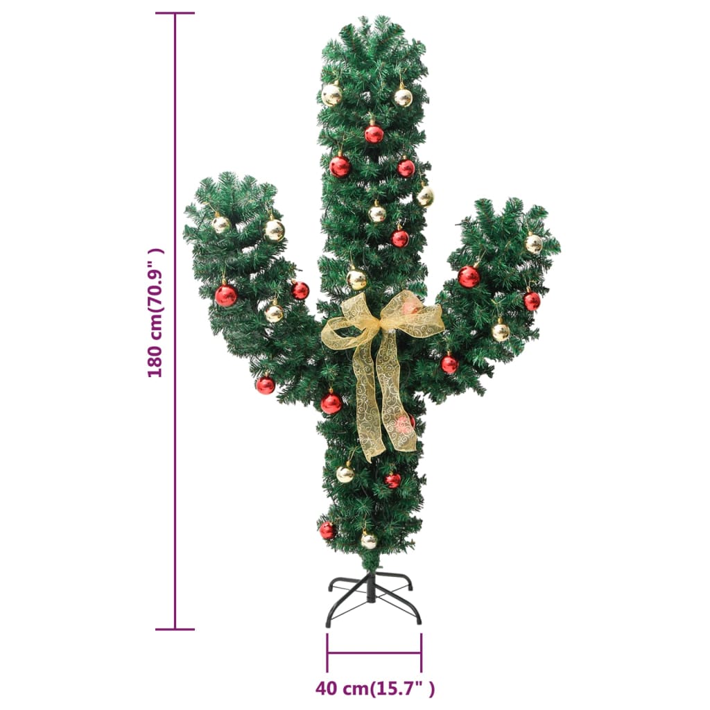 Cactus de Crăciun cu suport și LED, verde, 180 cm, PVC