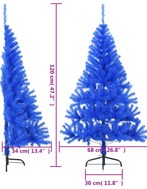 Загрузите изображение в средство просмотра галереи, Jumătate brad de Crăciun artificial suport, albastru 120 cm PVC
