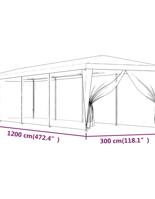 Încărcați imaginea în vizualizatorul Galerie, Cort de petrecere cu 10 pereți din plasă, albastru, 3x12 m HDPE
