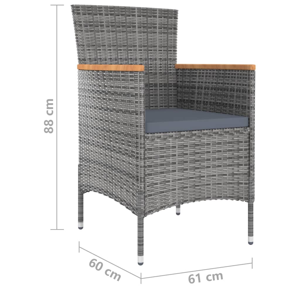 Set mobilier de grădină cu perne, 11 piese, gri