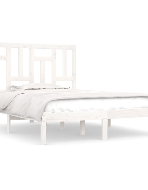 Încărcați imaginea în vizualizatorul Galerie, Cadru de pat King Size, alb, 150x200 cm, lemn masiv de pin
