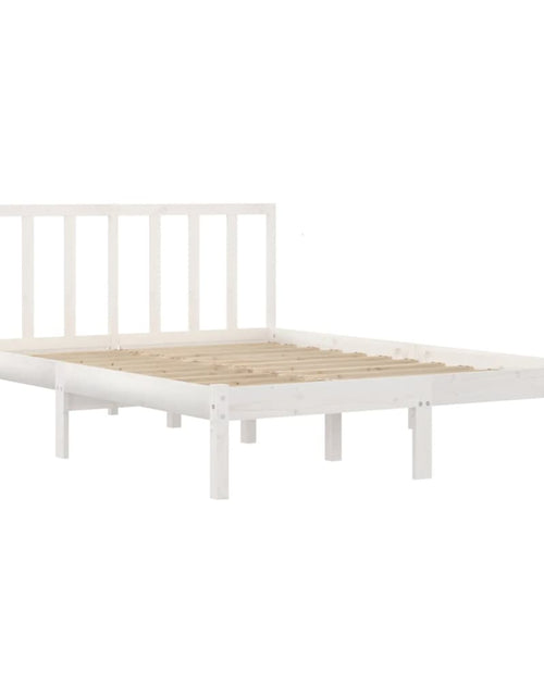 Încărcați imaginea în vizualizatorul Galerie, Cadru de pat mic dublu, alb, 120x190 cm, lemn masiv de pin
