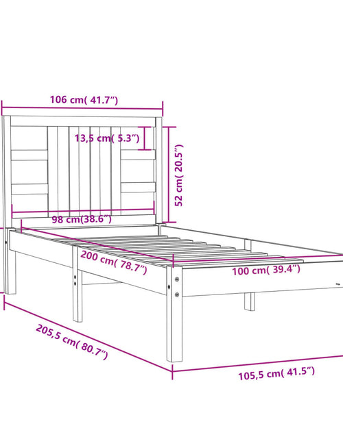 Încărcați imaginea în vizualizatorul Galerie, Cadru de pat, 100x200 cm, lemn masiv
