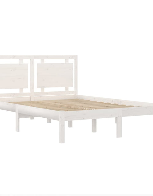 Încărcați imaginea în vizualizatorul Galerie, Cadru de pat mic dublu, alb, 120x190 cm, lemn masiv
