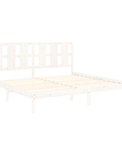 Încărcați imaginea în vizualizatorul Galerie, Cadru de pat, alb, 200x200 cm, lemn masiv de pin
