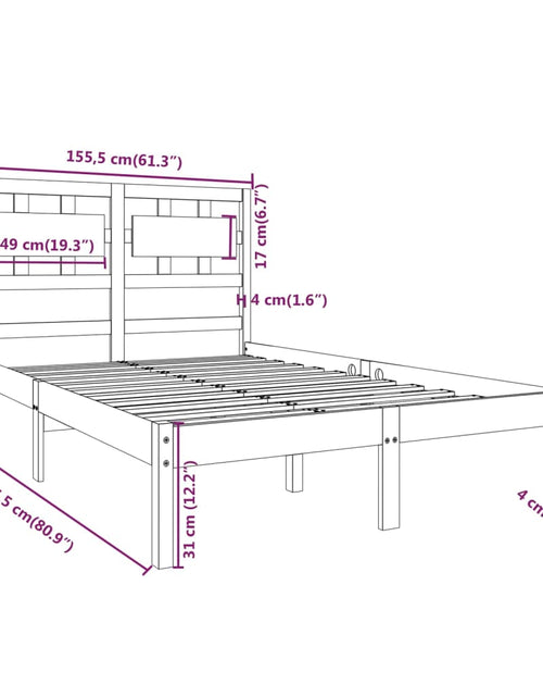 Încărcați imaginea în vizualizatorul Galerie, Cadru de pat King Size, gri, 150x200 cm, lemn masiv
