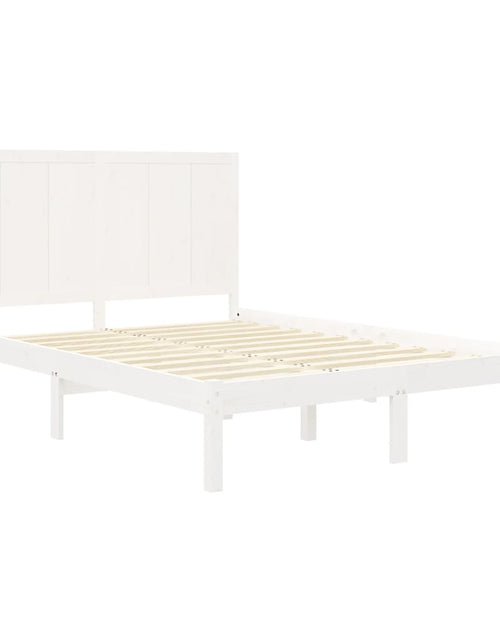 Încărcați imaginea în vizualizatorul Galerie, Cadru de pat, alb, 140x200 cm, lemn masiv de pin

