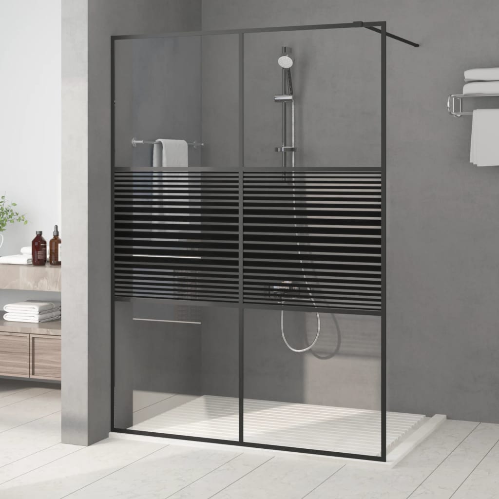 Paravan duș walk-in negru 140x195 cm sticlă ESG transparentă - Lando