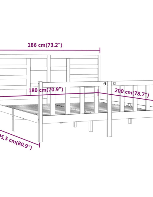 Încărcați imaginea în vizualizatorul Galerie, Cadru de pat Super King, 180x200 cm, lemn masiv
