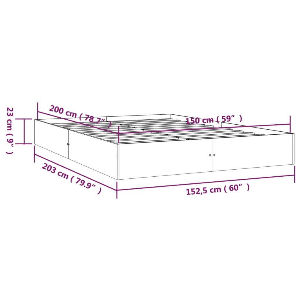 Cadru de pat King Size, maro miere, 150x200 cm, lemn masiv