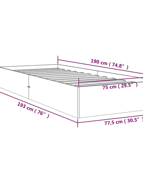 Încărcați imaginea în vizualizatorul Galerie, Cadru de pat mic single, 75x190 cm, lemn masiv
