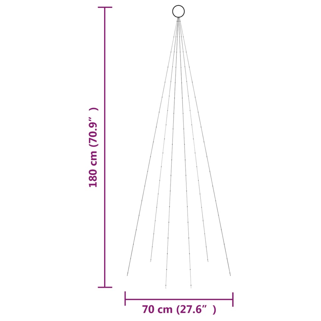 Brad de Crăciun pe catarg, 108 LED-uri, albastru, 180 cm