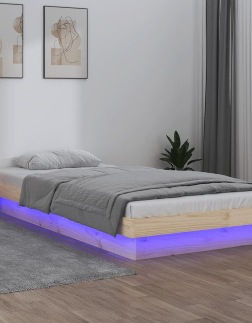 Загрузите изображение в средство просмотра галереи, Cadru de pat cu LED, 90x200 cm, lemn masiv
