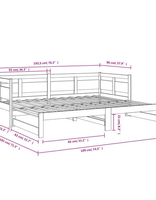Încărcați imaginea în vizualizatorul Galerie, Pat de zi extensibil, 2x(90x190) cm, lemn masiv de pin
