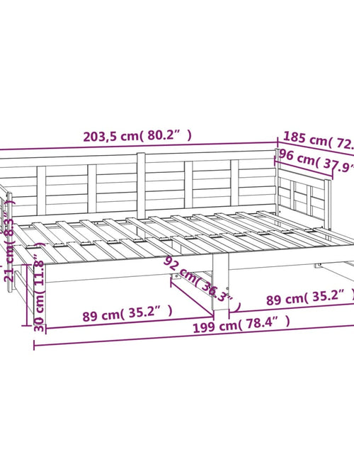 Încărcați imaginea în vizualizatorul Galerie, Pat de zi extensibil, negru, 2x(90x200) cm, lemn masiv de pin
