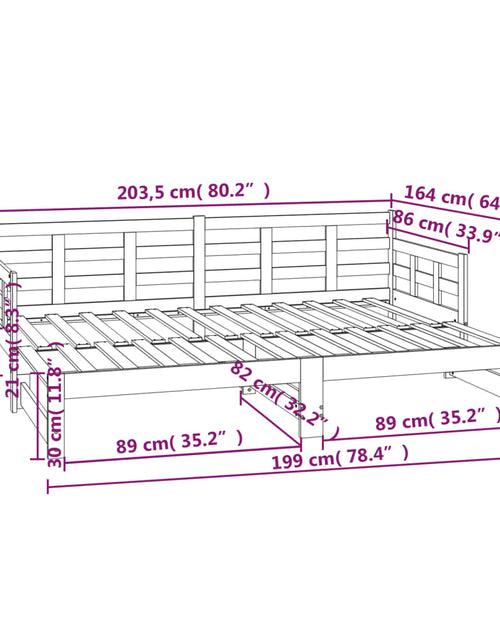 Загрузите изображение в средство просмотра галереи, Pat de zi extensibil, 2x(80x200) cm, lemn masiv de pin
