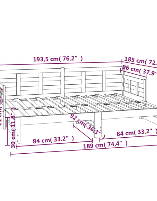 Încărcați imaginea în vizualizatorul Galerie, Pat de zi extensibil, negru, 2x(90x190) cm, lemn masiv de pin

