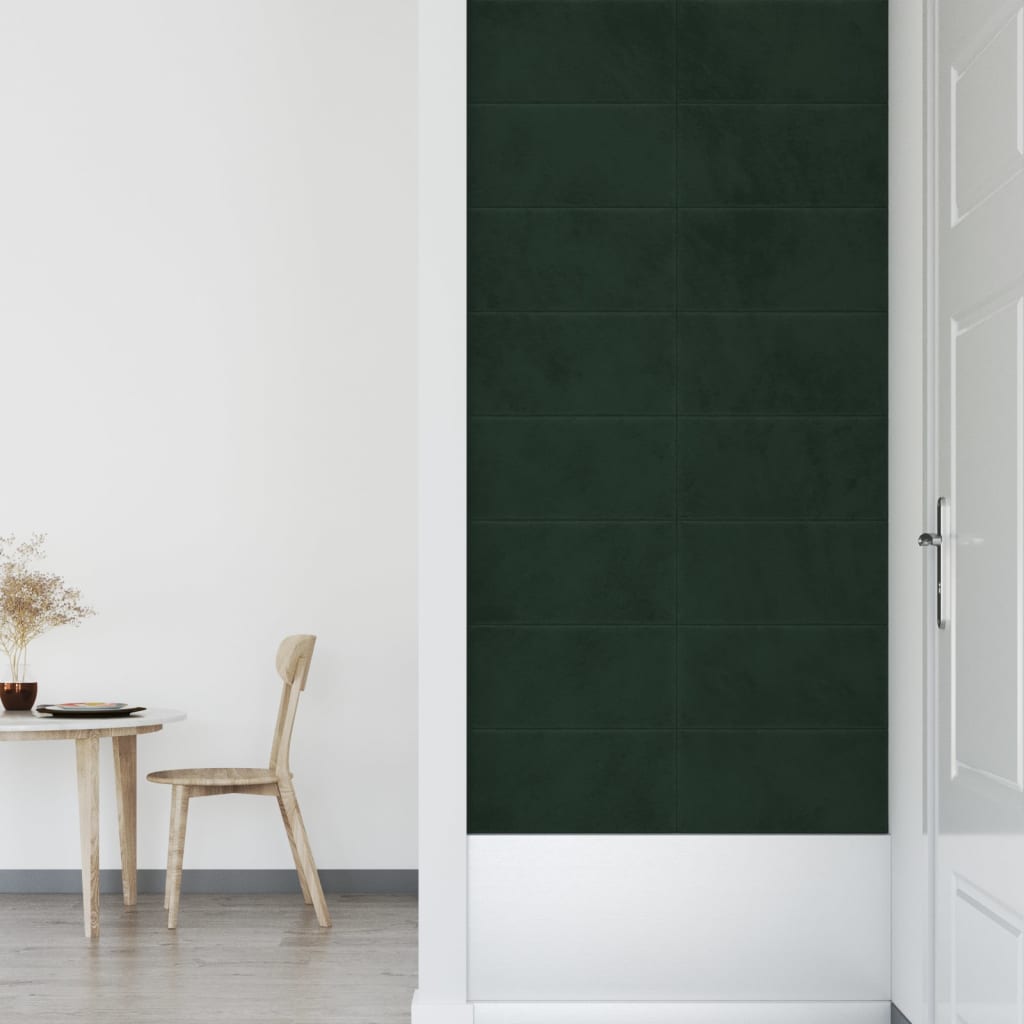 Panouri de perete 12 buc. verde închis 60x30 cm catifea 2,16 m²