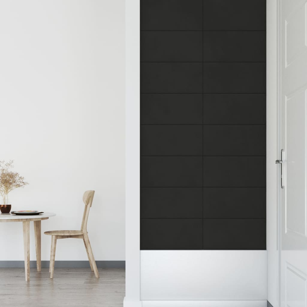 Panouri de perete 12 buc. negru 60x30 cm catifea 2,16 m²