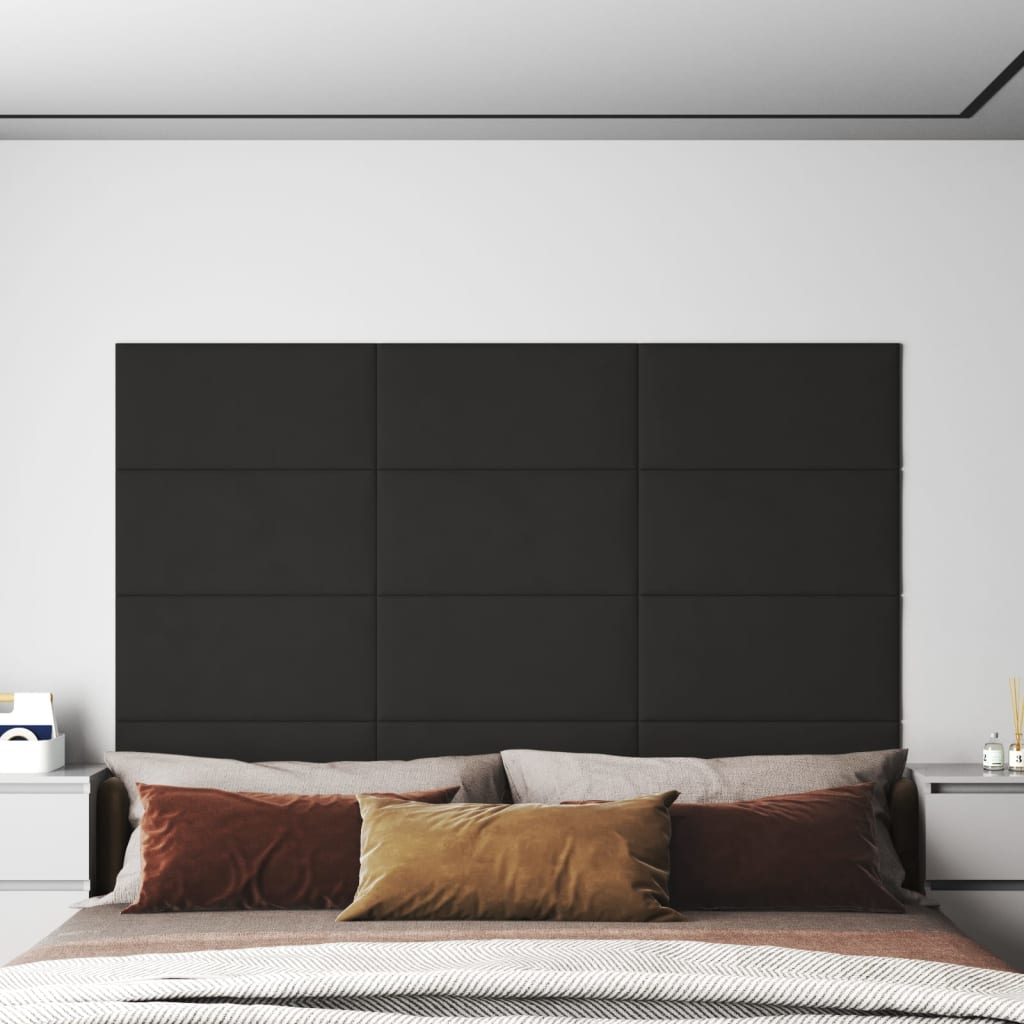 Panouri de perete 12 buc. negru 60x30 cm catifea 2,16 m²