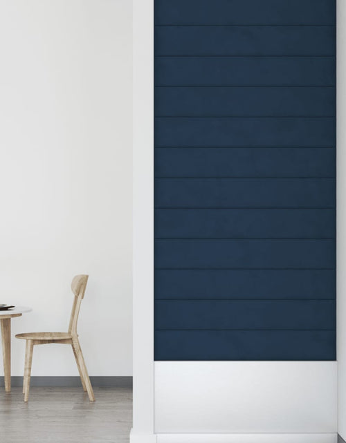 Încărcați imaginea în vizualizatorul Galerie, Panouri de perete 12 buc. albastru 90x15 cm catifea 1,62 m²
